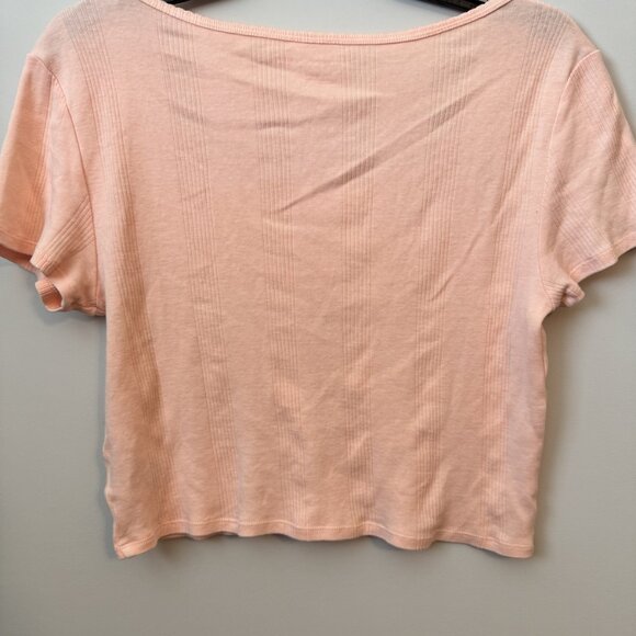 American Eagle Size Large (L) Women's Soft Ribbed Crop T-Shirt in Blush Pink - Picture 3 of 3